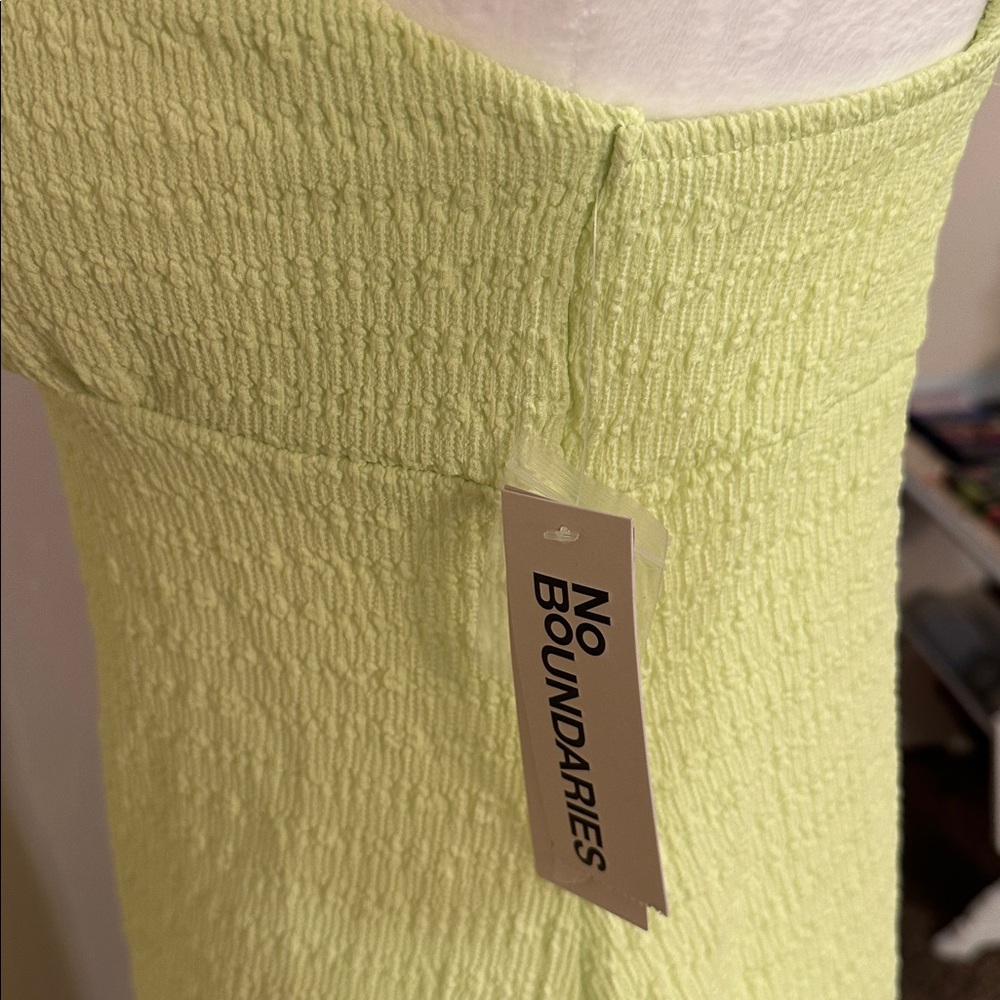 No Boundaries Lime Textured Strap Dress - Picture 3 of 5